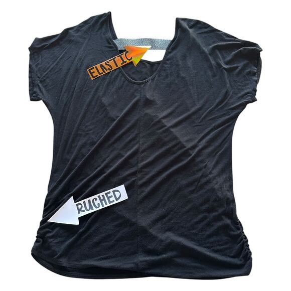 Womens Shirt Size 2X Black Metallic Futuristic Y3K Whimsigoth Animal Print Sleek - Picture 5 of 8